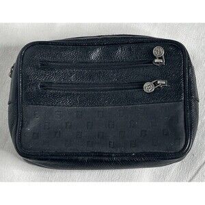 80's FENDI Vintage Authentic Cosmetic Toiletry Bag Made in Italy Black 6”x4”
